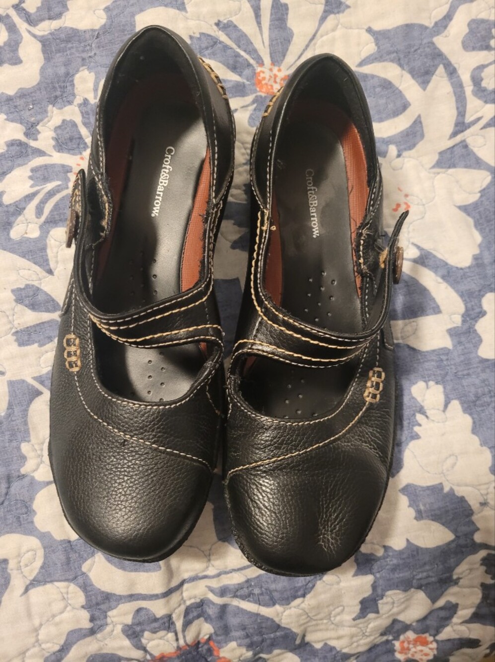 croft & barrow Black Leather Mary-Jane Style Slip-On Loafers